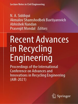 cover image of Recent Advances in Recycling Engineering